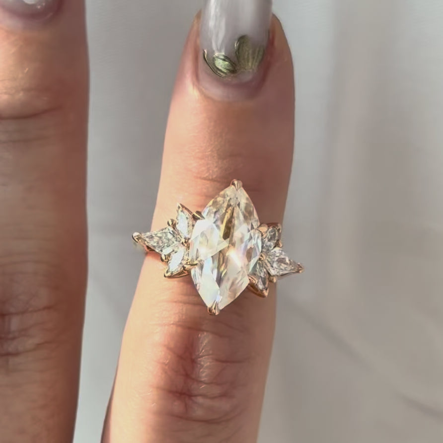 duet rose cut moissanite engagement ring