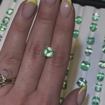 2.11ct Pastel Cushion Brilliant Cut Emerald