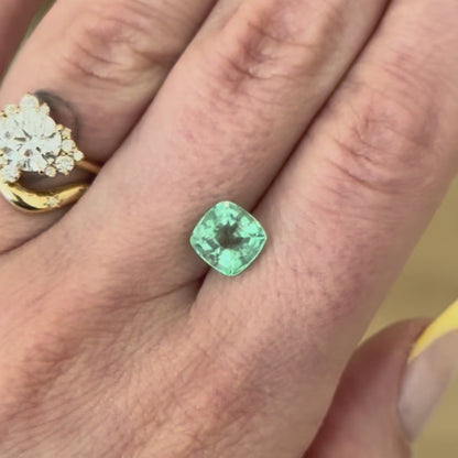 2.11ct Pastel Cushion Brilliant Cut Emerald